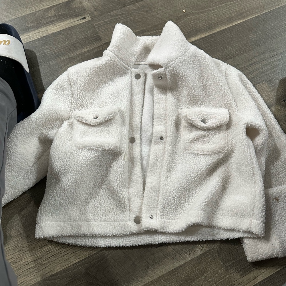 White Fuzzy Sweater Jacket